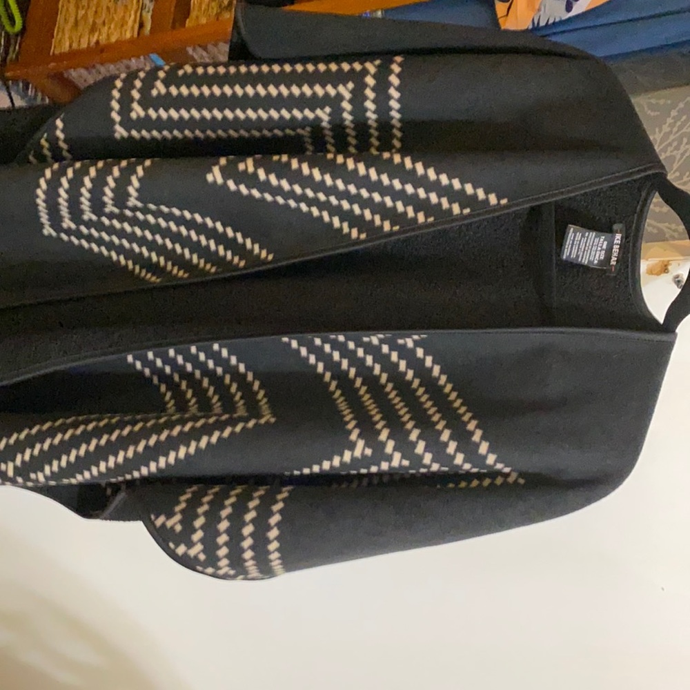 Black and beige soft plush shawl one size fits